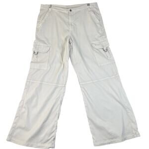 American Eagle Baggy Cargo Pants Womens 16 Creamy Ivory Wide Leg Skater